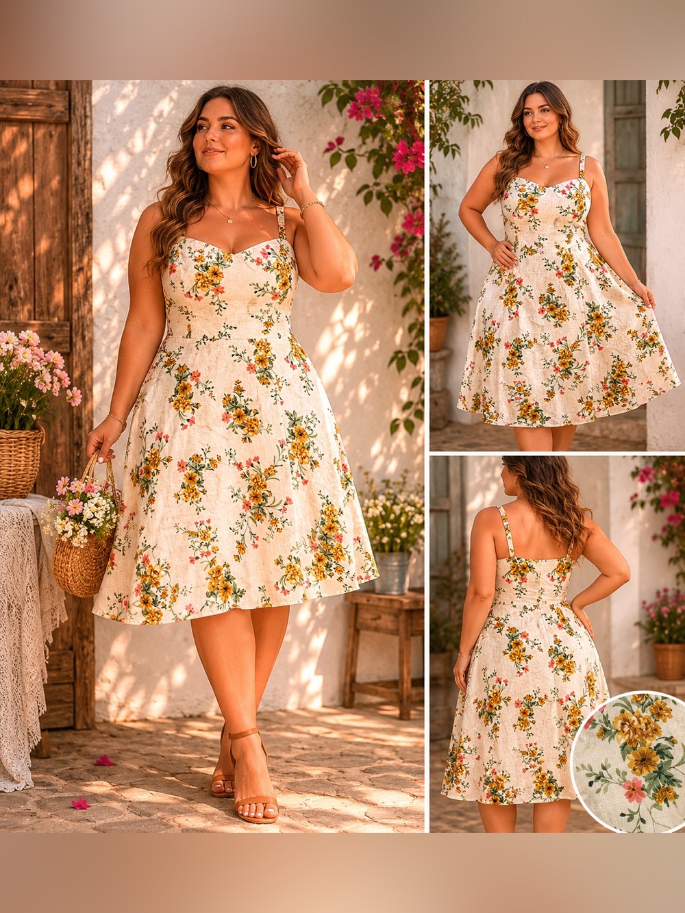 Old Navy Cream Floral Cami with Yellow & Pink Blooms